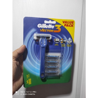 ชุดฮิต Gillette Vector 3 Razor 1 Set ยิลเลตต์ เวคเตอร์ทรี ด้ามมีดพร้อมใบมีด 5 ชิ้น5