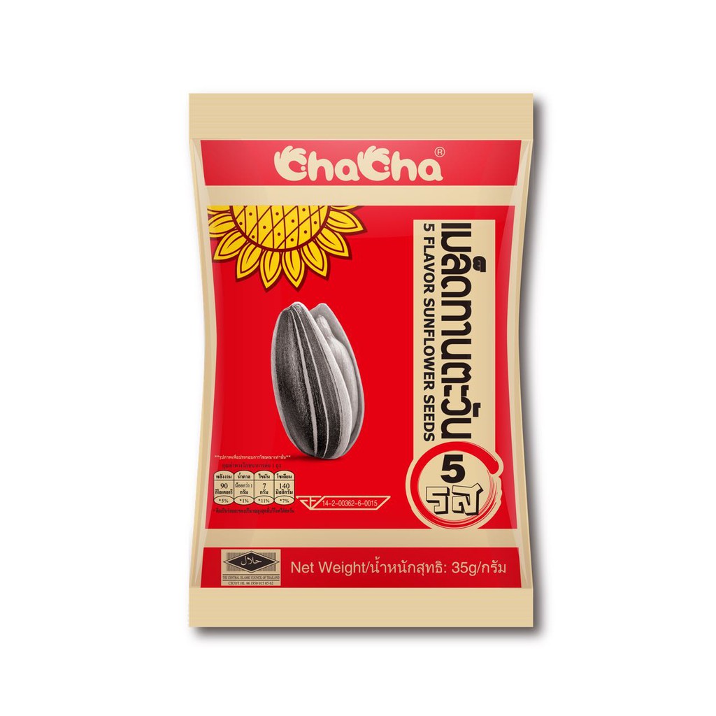 ChaChaชาช่า เมล็ดทานตะวัน ธัญพืช 18Gซองสีแดงรสชาติ5รส ขายปรีก5บาท ขายเป็นลัง 1ลังมี120ซอง