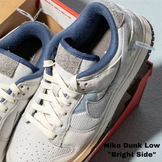 ♘✆✢[ข้อเสนอพิเศษ] ☞สินค้าพิเศษของแท้ NlKE Dunk Low Bright Side Corduroy Grey Navy Women s Shoes Men s and Women s Sectio