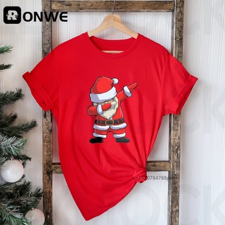 ⚡️ พร้อมส่ง⚡️ เสื้อยืดคริสต์มาส Women men top Santa Merry Christmas Hat  s Harajuku Santa Claus s Suitable All Seasons