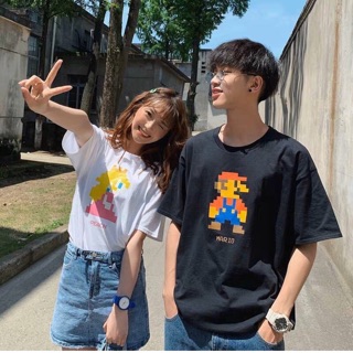 เสื้อโอเวอร์ไซต์ 👫สกีนลายน่ารัก ใสเป็นคู่