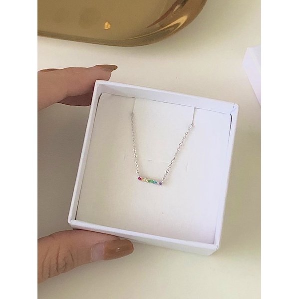 winterwinter silver925 jewelry : สร้อยเงินแท้ ลายเพชร cz สีรุ้ง