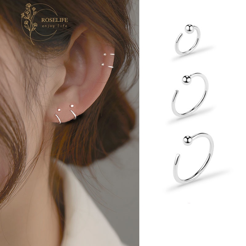 Roselife ต่างหูแบบห่วง S925 เครื่องประดับแฟชั่นผู้หญิง สไตล์ชิค 1 คู่