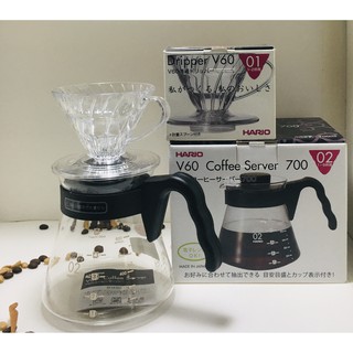 HARIO V60 Coffee Server 700 / Dripper V60  เหยือกกาแฟสีดำพร้อม แก้วดริปใส ขนาด V60