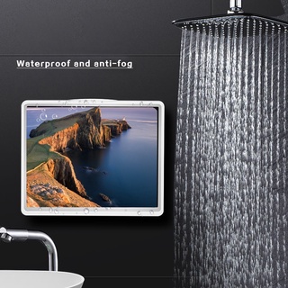 [under 10.2in] ที่วางโทรศัพท์อาบน้ํา แบบติดผนัง กล่องเก็บ Ipad แบบแบน สัมผัสได้ กันน้ํา กันหมอก