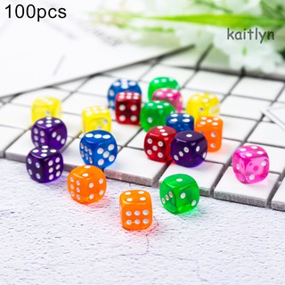 Kait_ลูกเต๋าอะคริลิคใส 14 มม. อุปกรณ์เสริม สําหรับเล่นเกม 100 ชิ้น