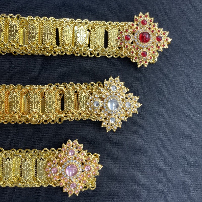 Accessories  งามแต้ๆ !!! เข็มขัดทองชุดไทย หัวประดับพลอยแดง งานคัดเกรด
