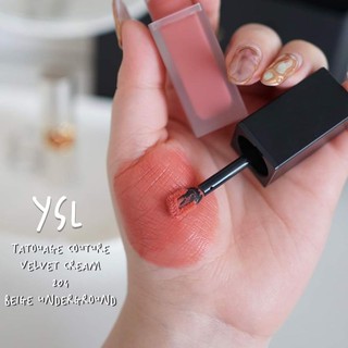 ลิปแมต ป้ายไทย🍀  Y S L Tatouage Couture Velvet Cream Lipstick สี 204 สีขายดีสุดๆ นู้ดพีชส้มอมชมพู