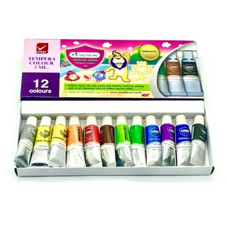 สีน้ำมาสเตอร์อาร์ต 12 สี (สีน้ำเทมเพร่า 3 มล.)