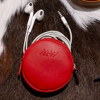 กระเป๋าใส่เหรียญหนังแท้(ทรงอ้วนหนา) MHWstreetwear กระเป๋าหูฟัง earphone case coinpurse
