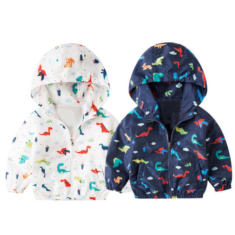 Outerwear 156 บาท เสื้อกันหนาวมีฮู้ดพิมพ์ลายการ์ตูนไดโนเสาร์สำหรับเด็ก Baby & Kids Fashion