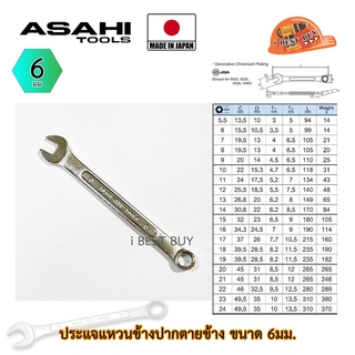 Asahi ประแจแหวนข้างปากตาย อาซาฮี ขนาด 6มม. ผลิตจากประเทศญี่ปุ่น