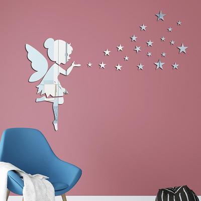 3d สเตอริโออะคริลิคกระจกสติ๊กเกอร์ ติดผนังการ์ตูน Fairy สติ๊กเกอร์ติดผนังห้องนั่งเล่นห้องนอนห้องน้ำกันน้ำ self-adhesive