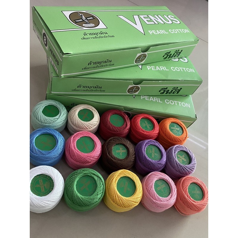 ด้ายมุกมัน วีนัส #8 น้ำหนัก10กรัม,ราคายกกล่อง(1กล่อง10กลุ่ม)