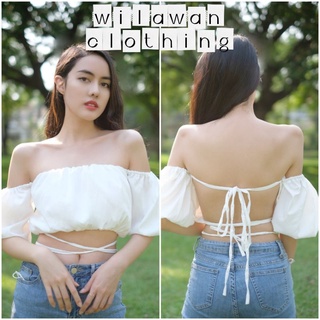 Dolly s.b.crop ครอปโชว์หลัง เกาะอกต่อแขนตุ๊กตา ด้านหน้าผ้า2ชั้น ไม่บาง ผูกเชือกหลัง แซ่บมาก