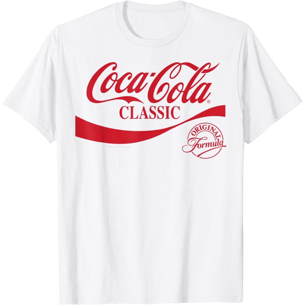 เสื้อยืดครอปเสื้อยืดแขนสั้น พิมพ์ลายโลโก้ Coca-Cola สีแดง แบบเรียบง่าย สไตล์โกธิค แบบตลกS-5XL