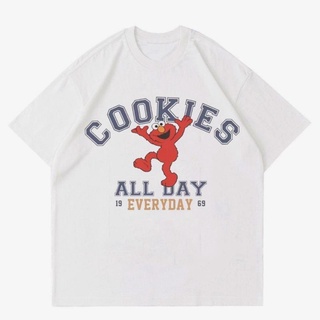 ผ้าฝ้ายแท้เสื้อยืด ลายการ์ตูน Sesame STREET COOKIES | เสื้อยืด ลายการ์ตูน VINTAGE CARTOON 90S SESAME STREET | ชุดเสื้อผ