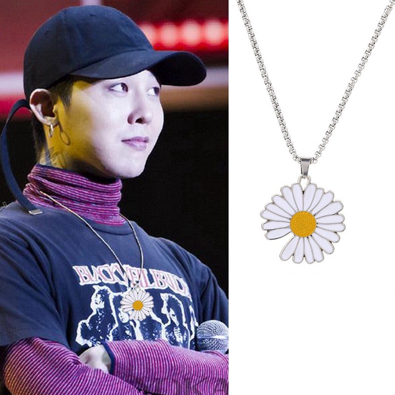 เกาหลี GD Pmo เดซี่จี้สร้อยคอผู้หญิงผู้ชายดอกทานตะวันเครื่องประดับเงินโซ่