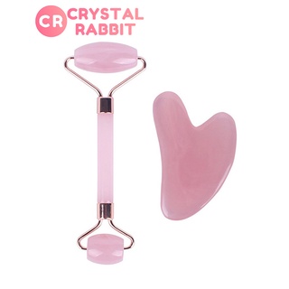 CRYSTAL RABBIT หินนวดหน้า กัวซา หินกัวซา นวดหน้า Quartz  Gua Sha Board ลูกกลิ้ง นวดหน้า