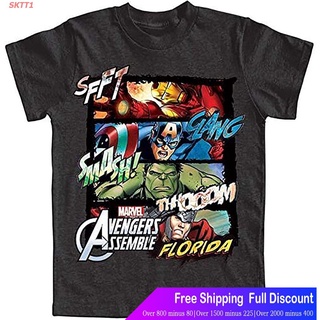 SKTT1 Marvelเสื้อยืดลำลอง Disney Marvel Avengers Boys Four Square T-Shirt Marvel Mens Womens T-shirts;Z&lt;