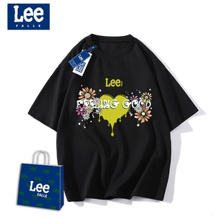 เสื้อยืดแขนสั้น ผ้าฝ้าย พิมพ์ลายตัวอักษร LEEfalle หัวใจ แฟชั่นฤดูร้อนS-5XL