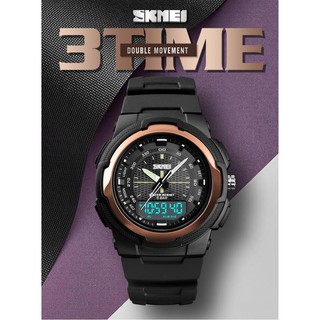 SKMEI นาฬิกาข้อมือดิจิตอลแฟชั่นกันน้ำ 3 Time Zones