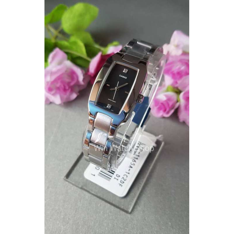 Win Watch Shop Casio Standard รุ่น LTP1165A1C2DF นาฬิกาข้อมือผู้หญิง สายสแตนเลส หน้าปัดดำ