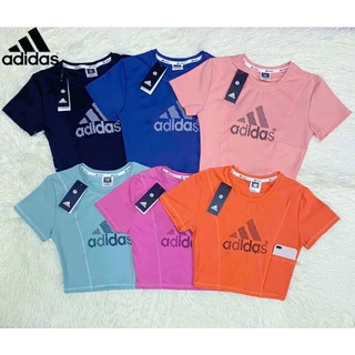 Adidas เสื้อครอปออกกำลังกาย เเขนสั้น