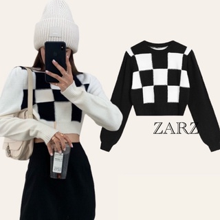 ZARZ.SHOP🍑พร้อมส่ง*เสื้อแขนยาวลายหมากรุก3027