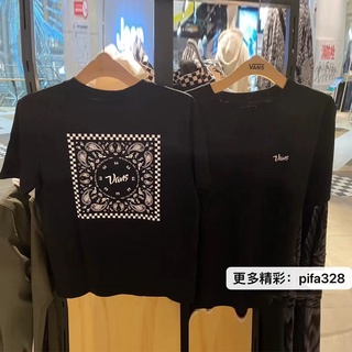 Vans เสื้อยืดแขนสั้นลําลอง ผ้าฝ้าย พิมพ์ลายดอกไม้ เม็ดมะม่วงหิมพานต์ สําหรับผู้ชาย และผู้หญิง