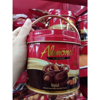 United Almond  Almond Coated With Chocolate Flovour ช็อกโกแลต อัลมอนด์เคลือบรสช็อกโกแลต แบบถัง (40เม็ด)