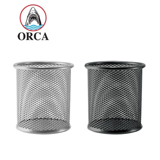 ORCA กล่องเหล็กใส่ปากกา ทรงกลม H-8015