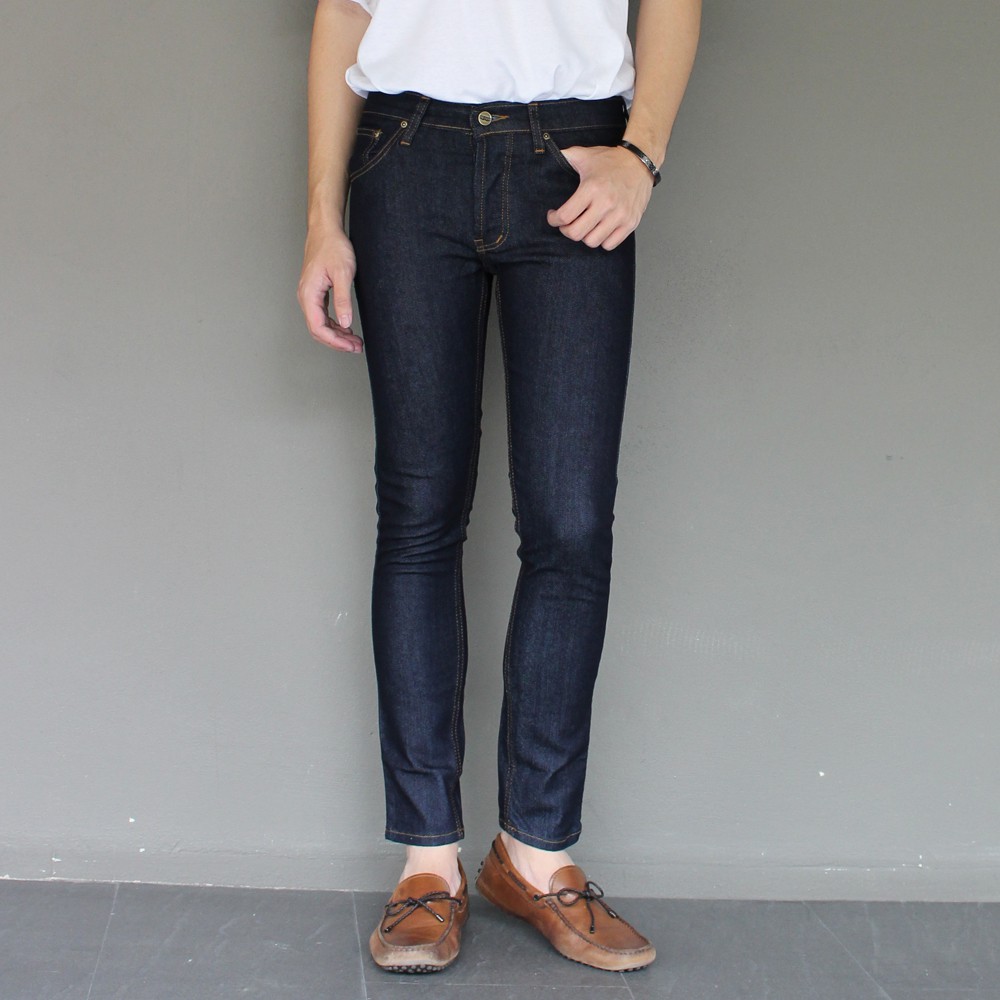 Golden Zebra Jeans กางเกงยีนส์ชายผ้ายืดขาเดฟสีน้ำเงิน #447DB