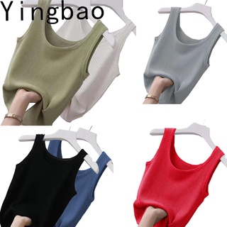 Yingbao M-5XL เสื้อกล้าม ผู้หญิง เสื้อกล้าม พลัสไซซ์ เสื้อกั๊กแขวน สุภาพสตรี สลิมฟิต ด้านใน สวมเสื้อด้านล่าง เสื้อแขนกุด ยกทรง