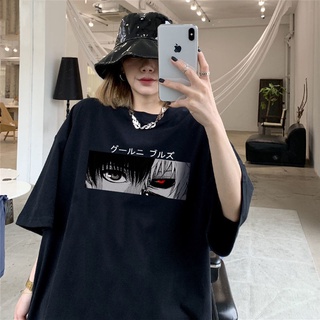 2021 ฤดูร้อนญี่ปุ่น Anime Tokyo Ghoul เสื้อยืดหลวมสบายๆแฟชั่นพิมพ์ T-shirt
