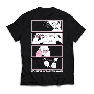 ขายดี!ขายดี เสื้อยืดคลาสสิก พิมพ์ลาย Doki Doki Ahegao Foureyes x Basedkawaii HenEcchi Lewd สีดํา LGjipk27CLoodi24S-5XL