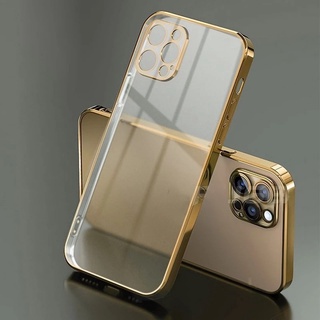 Clear Silicone Case with Luxury Square Frame for Iphone 12 11 Pro Max X Xr Xs 7 8 Plus Casing