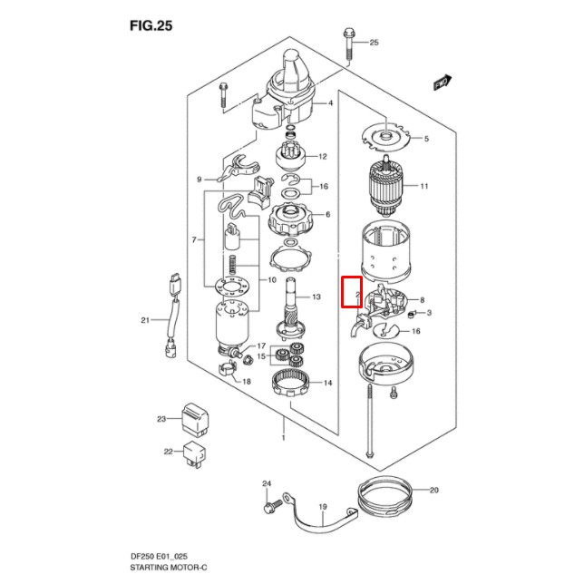 31131-90J01-000 BRUSH SET, PLUS ชุดแปรงถ่าน เครื่องยนต์เรือซุซุกิ Suzuki Outboard 31131-90J01 311319