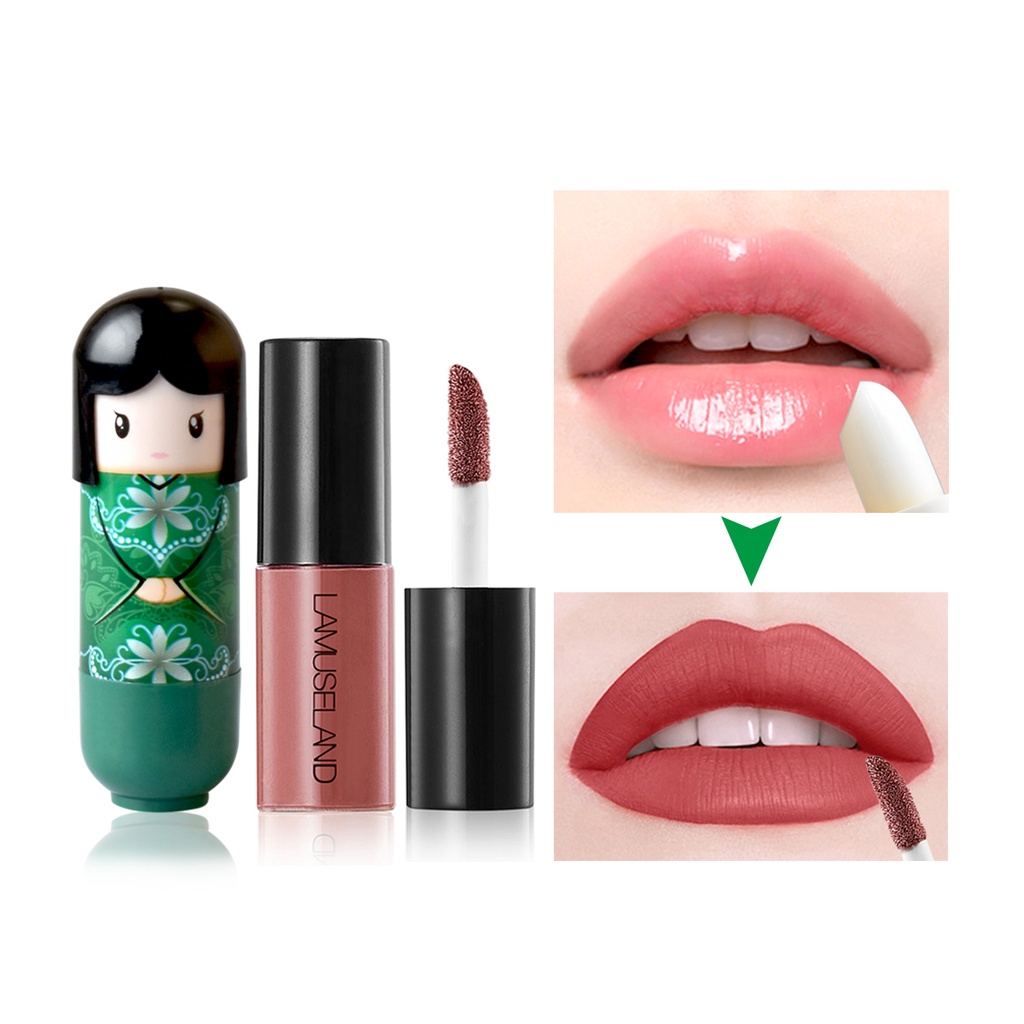 Lamuseland 2 ชิ้น/เซ็ตลิปสติก Kimono ตุ๊กตา Lip Balm การ์ตูนน่ารัก Moisturizing Moisturizing Anti-Ch