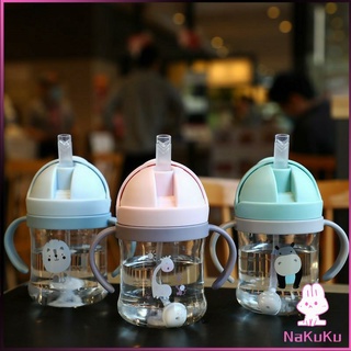 NKK แก้วหัดดืม  250 มล แก้วพลาสติกอนุบาล ใส่นม หลอดนิ่ม พกพาได้ง่าย Childrens straw cup