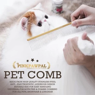 Pinkpawpal Pet Comb หวีสำหรับสัตว์เลี้ยงคุณภาพสูง ลดไฟฟ้าสถิตย์ มีให้เลือก 2 ขนาด