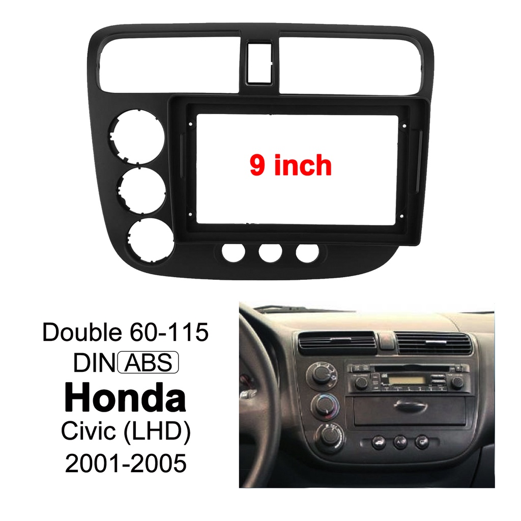 แผงเครื่องเล่น MP5 วิทยุรถยนต์ กรอบ 9 นิ้ว สําหรับ 2001-2005 HONDA Civic Android 2Din
