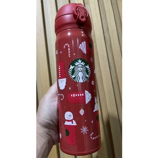 แก้ว Starbucks  Holiday 2021 Handy Stainless Bottle Motif  500 ml