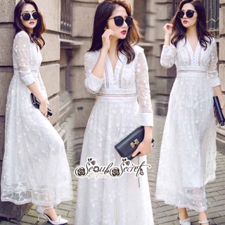 Maxidress Sweet Girl Lace White Chiffon Dress