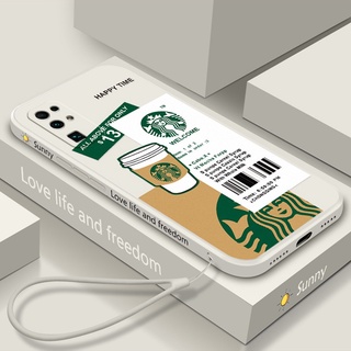 เคสโทรศัพท์มือถือ ซิลิโคน ลาย Starbucks พร้อมสายคล้อง สําหรับ OPPO REALME 5i 6i 5 6 7 8 PRO C21Y C21 C3 C2 C11 C12 C15 C25