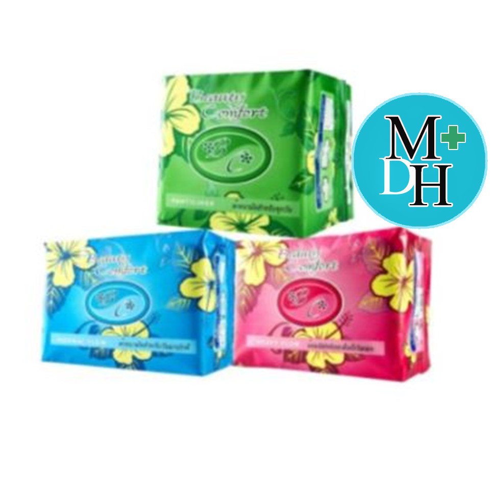 Beauty Comfort ผ้าอนามัยสมุนไพร ผ้าอนามัย บิวตี้ คอมฟอร์ท จำนวน 1 ห่อ สีเขียว / สีฟ้า / สีชมพู