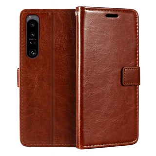 เคสโทรศัพท์หนัง PU แบบฝาพับ พร้อมช่องใส่บัตร สําหรับ Sony Xperia 1 IV SO-51C