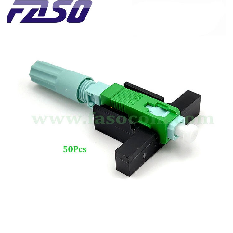 [Free Shipping]FASO 50Pcs SC/APC SM Optical Fiber Fast Connector FTTH Optic Embedded Quick Connector
