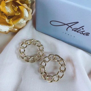 ADIZO เครื่องประดับเคลือบ ทองแท้ 18K ต่างหู Circle Chain Earring