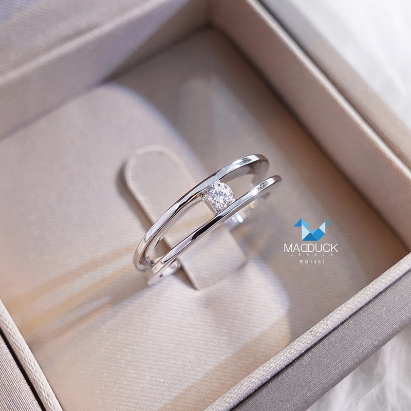 Madduckjewels แหวนเงินแท้ 925 CZ / โมอิส (Moissanite) / เพชร Lab Grown ชุบโรเดียม แหวนแต่งงาน แหวนหมั้น RG1416